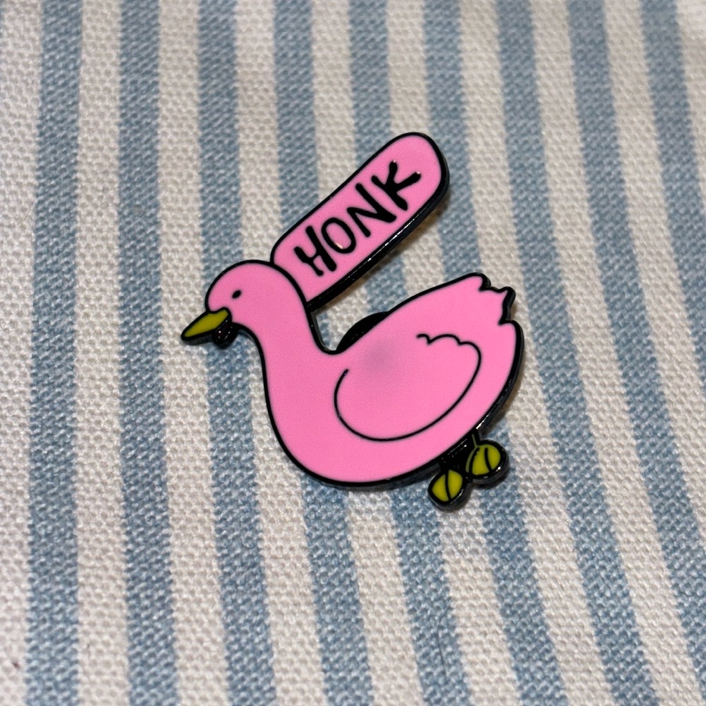 Honk Neon Pink Goose Enamel and Metal Pin